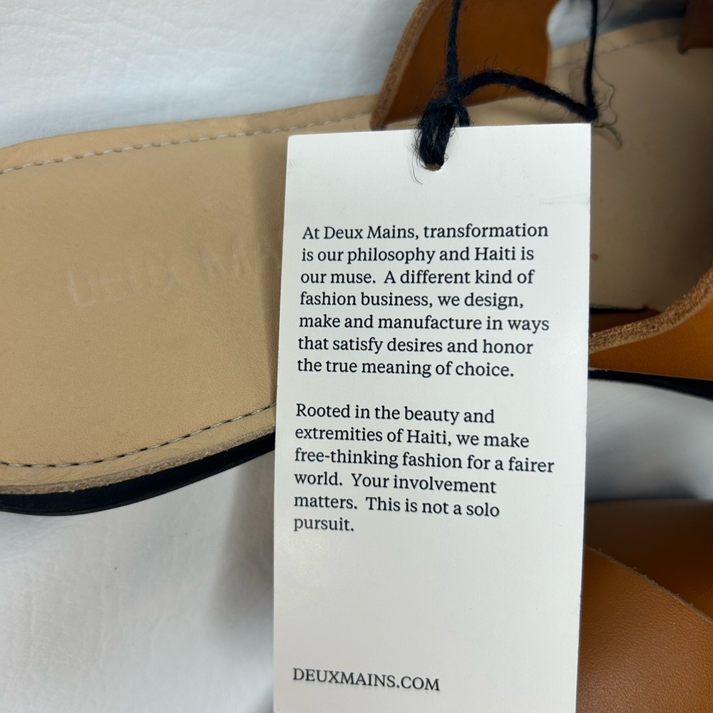 NWT Deux Mains Leather Slide Sandals – Women’s Size 11 – Ethical / Fair Trade - Picture 4 of 5